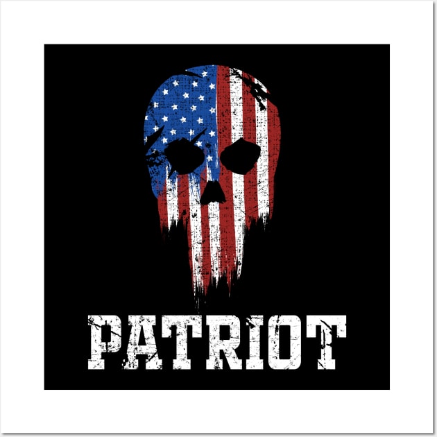 American flag Skull Memorial Patriot Day gift Wall Art by GillTee